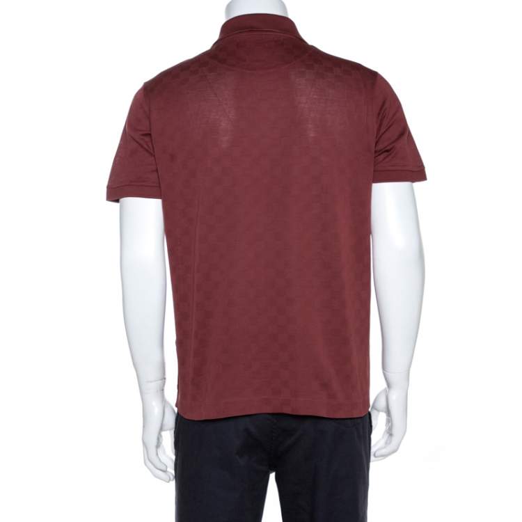 Pre Owned Louis Vuitton Brick Red Damier Pique Polo T Shirt L