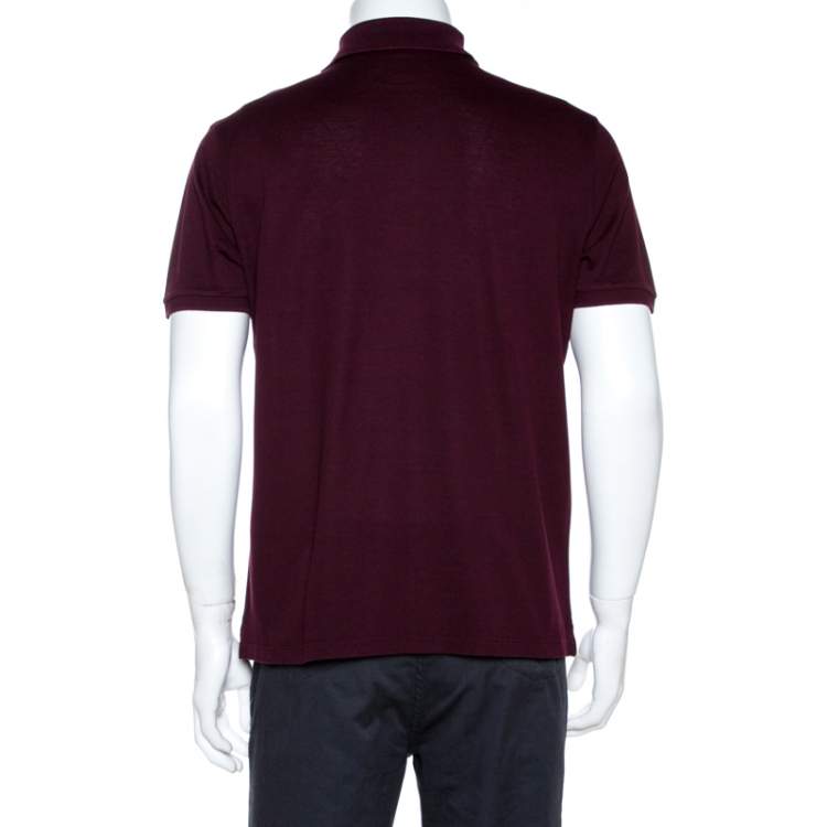 مملوكة مسبقًا Louis Vuitton Wine Cotton Pique Polo T Shirt L 