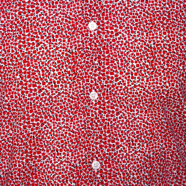 Pre Owned Louis Vuitton Red Printed Cotton Long Sleeve Shirt M