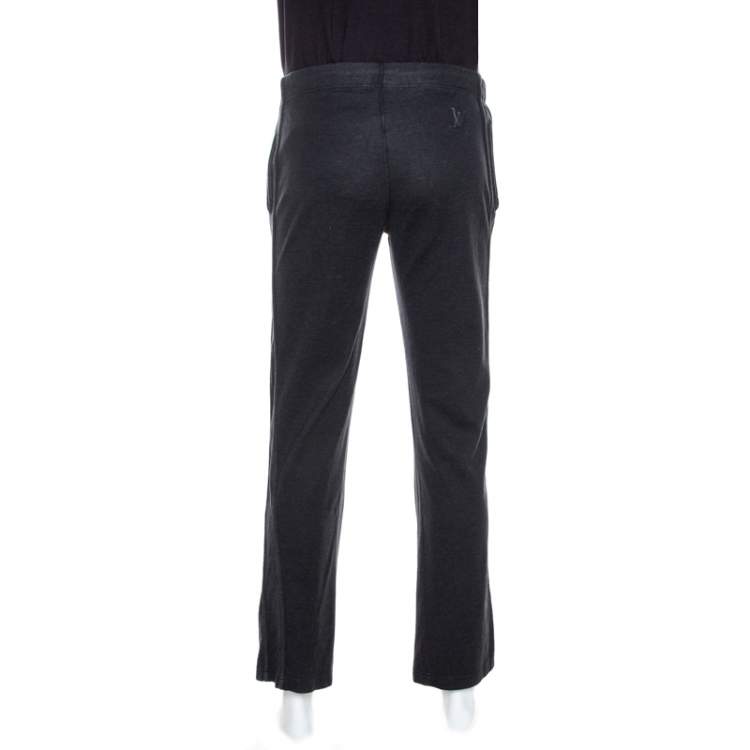 Pre Owned Louis Vuitton Dark Grey Cotton Drawstring Waist Sweatpants S