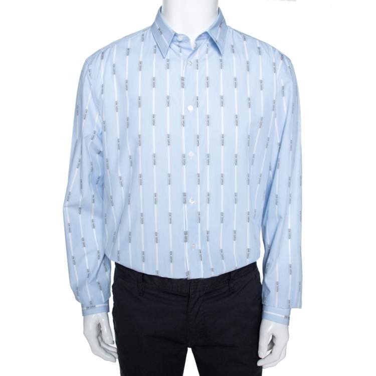 Louis Vuitton Light Blue Logo Jacquard Striped Cotton Regular Fit Shirt XXL  Louis Vuitton | The Luxury Closet