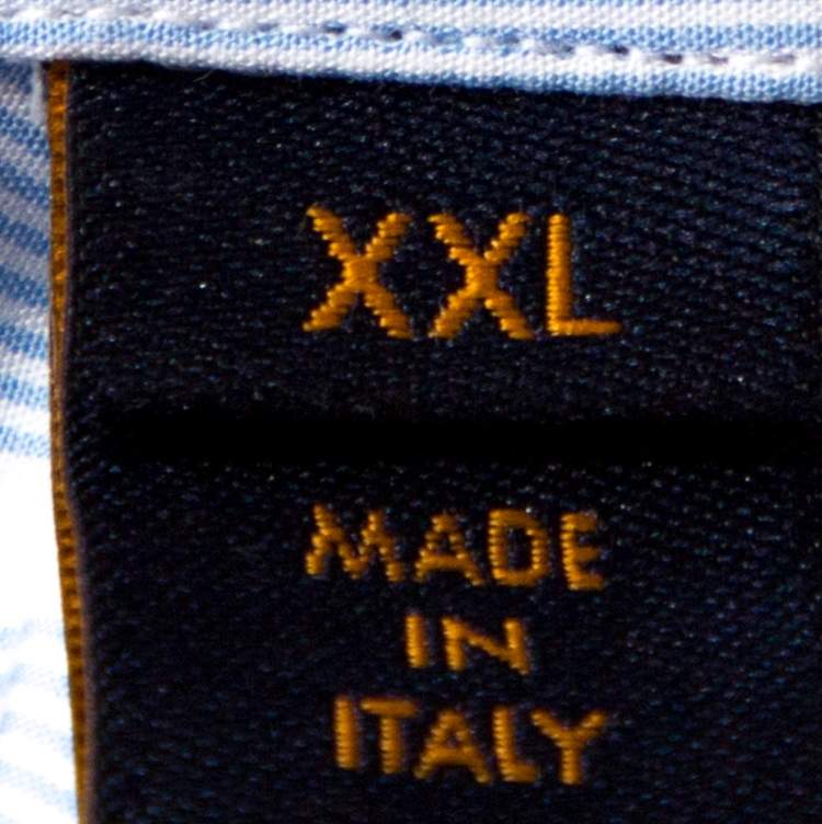 Pre Owned Louis Vuitton Light Blue Logo Jacquard Striped Cotton Regular Fit Shirt XXL