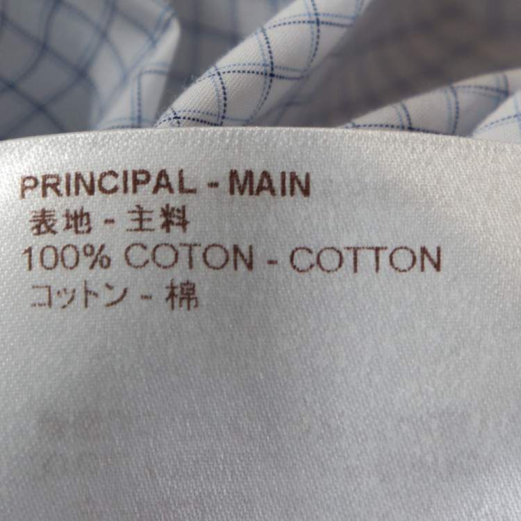 Pre Owned Louis Vuitton White & Blue Cotton Graph Check Shirt L