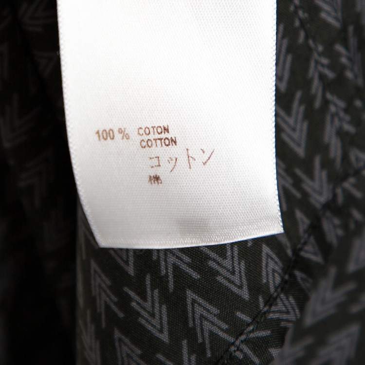 مملوكة مسبقًا Louis Vuitton Dark Green Printed Cotton Button Front Shirt XL