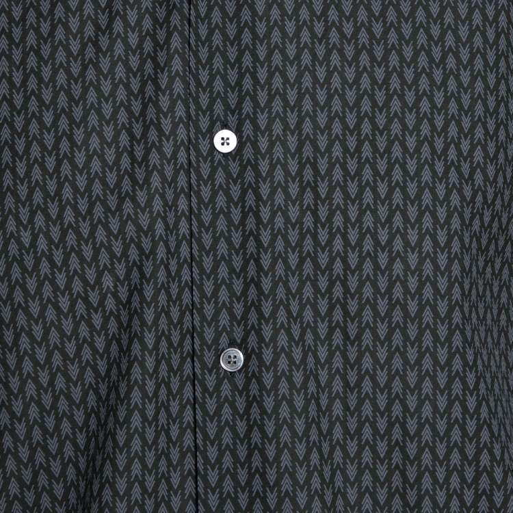 مملوكة مسبقًا Louis Vuitton Dark Green Printed Cotton Button Front Shirt XL