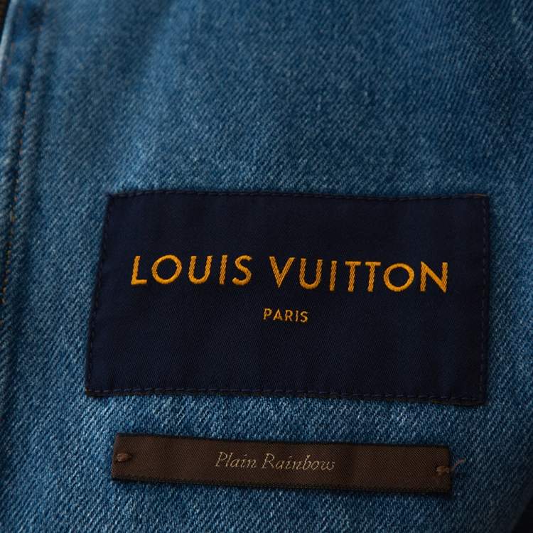 Pre Owned Louis Vuitton Blue Plain Rainbow XIX Denim Jacket M