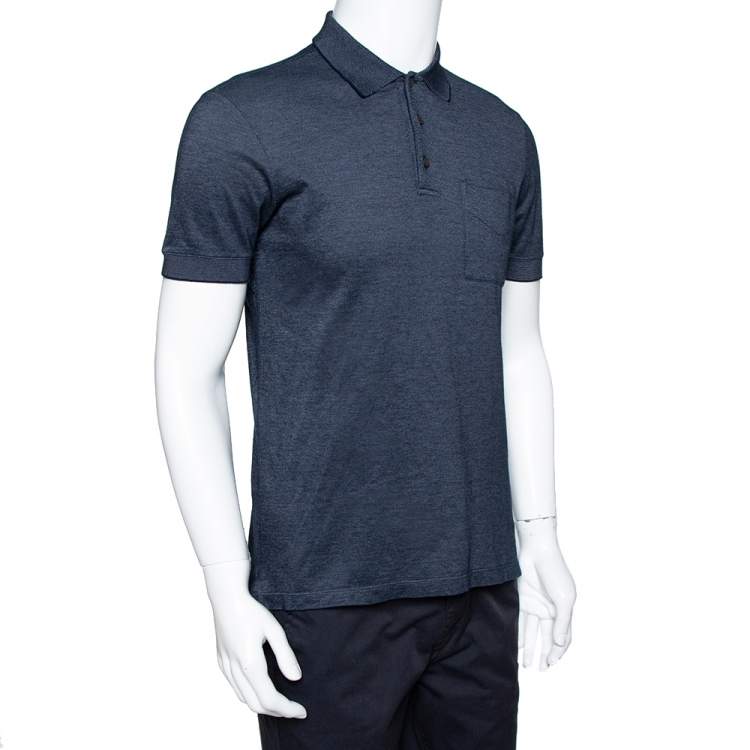 Pre Owned Louis Vuitton Hale Navy Cotton Pique Polo T Shirt M 