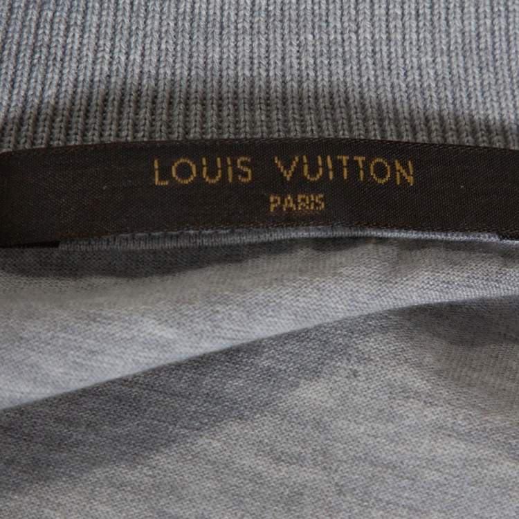 Pre Owned Louis Vuitton Grey Cotton Pique Logo Detail Polo T-Shirt XL