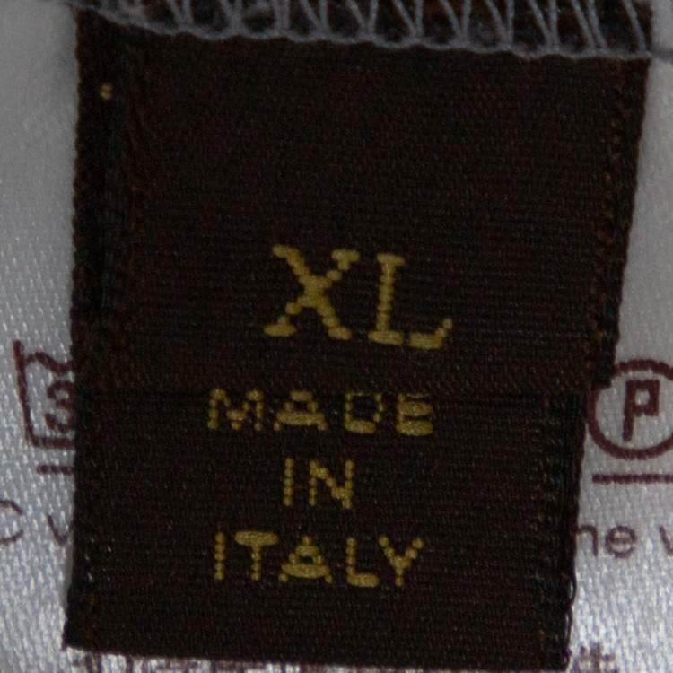 Pre Owned Louis Vuitton Grey Cotton Pique Logo Detail Polo T-Shirt XL