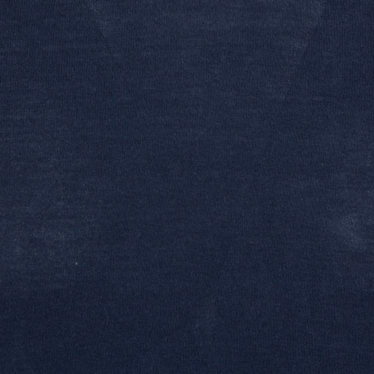 Pre Owned Louis Vuitton Navy Blue Cotton V-Neck T-Shirt S