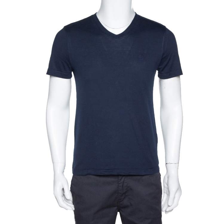 Louis Vuitton Navy Blue Cotton V-Neck T-Shirt S Louis Vuitton | The Luxury  Closet
