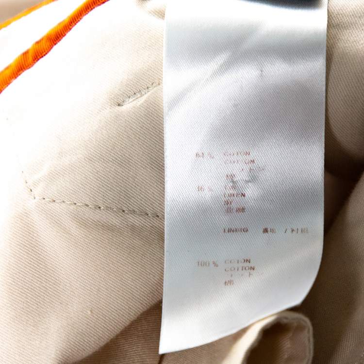 Pre Owned Louis Vuitton Cream Cotton & Linen Regular Fit Trousers XL