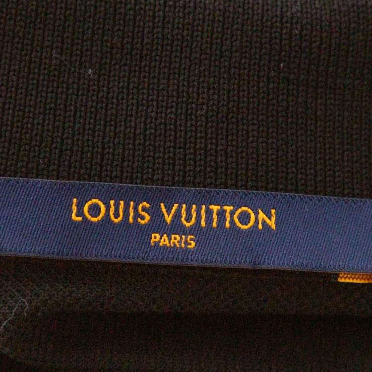Pre Owned Louis Vuitton Black Cotton Pique Long Sleeve Polo T-Shirt L
