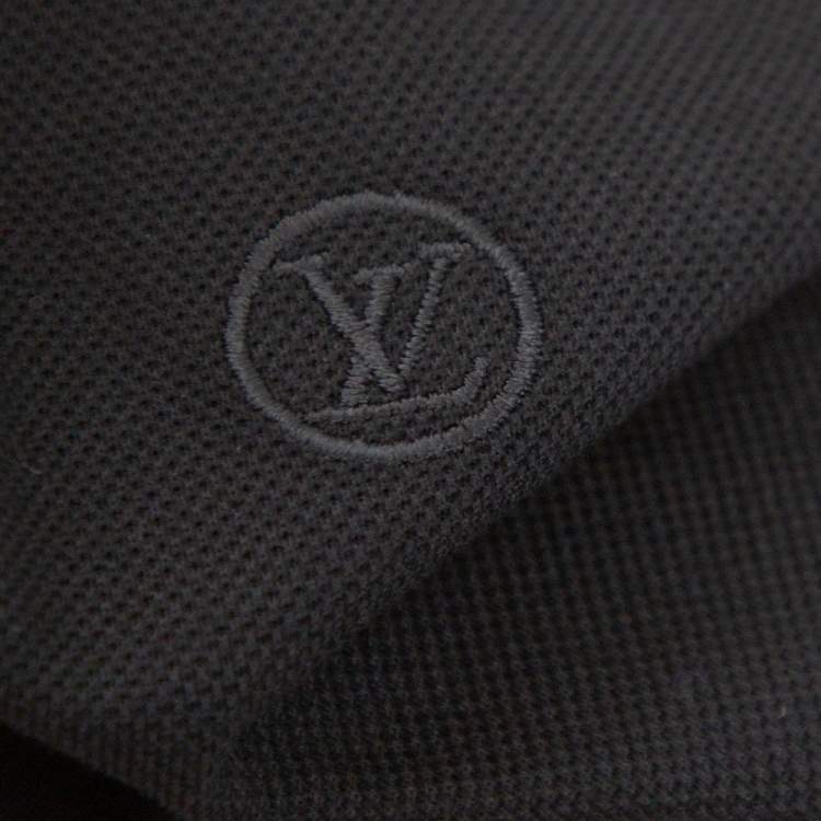 Pre Owned Louis Vuitton Black Cotton Pique Long Sleeve Polo T-Shirt L