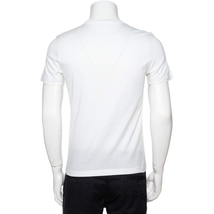 Pre Owned Louis Vuitton White Cotton Logo Embroidered Crew Neck T-Shirt S