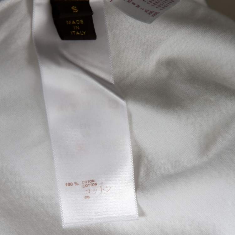 Pre Owned Louis Vuitton White Cotton Logo Embroidered Crew Neck T-Shirt S