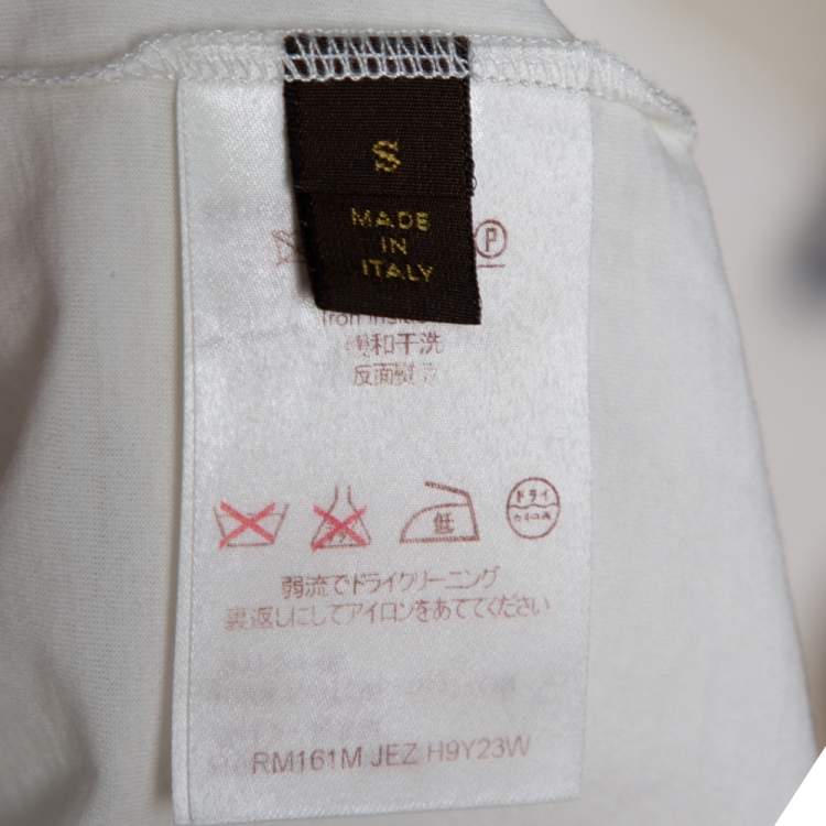 Pre Owned Louis Vuitton White Cotton Ikat Patch Front T-Shirt S