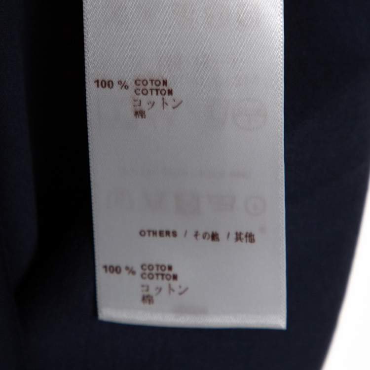 Pre Owned Louis Vuitton Navy Blue Cotton Patch Front Crew Neck T-Shirt S