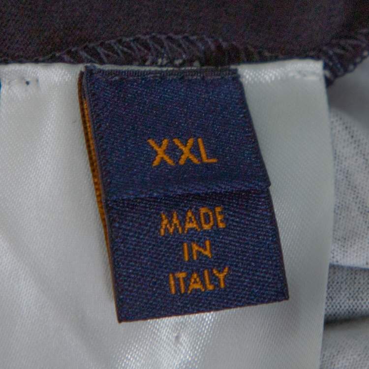 Pre Owned Louis Vuitton Navy Blue Cotton LV Cards Print Back T-Shirt XXL