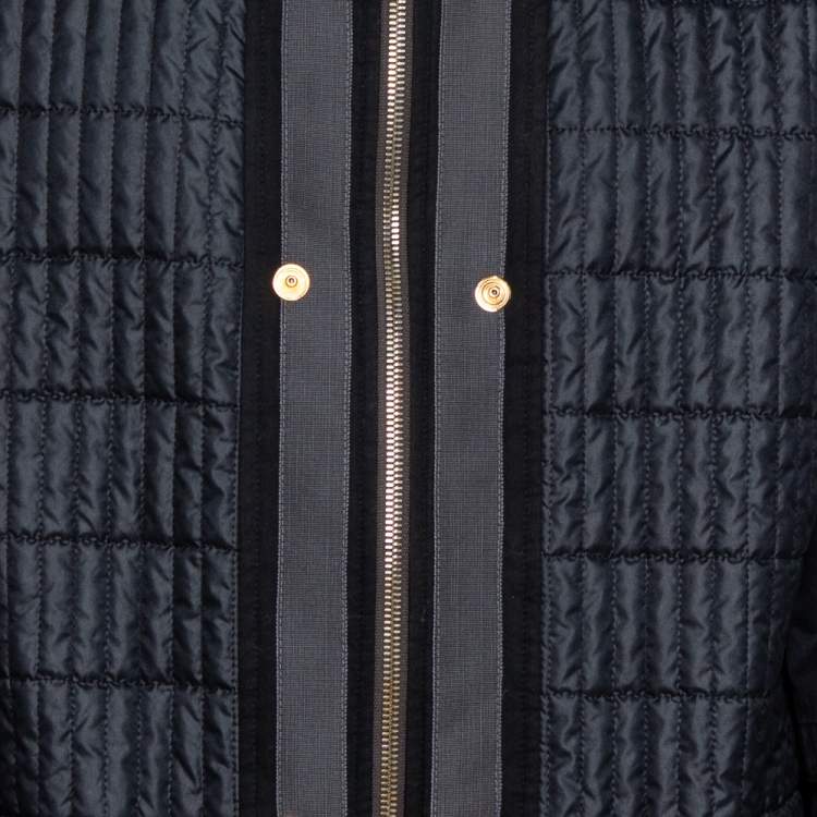 Pre Owned Louis Vuitton Dark Navy Quilt Detail Detachable Hooded Parka XXL