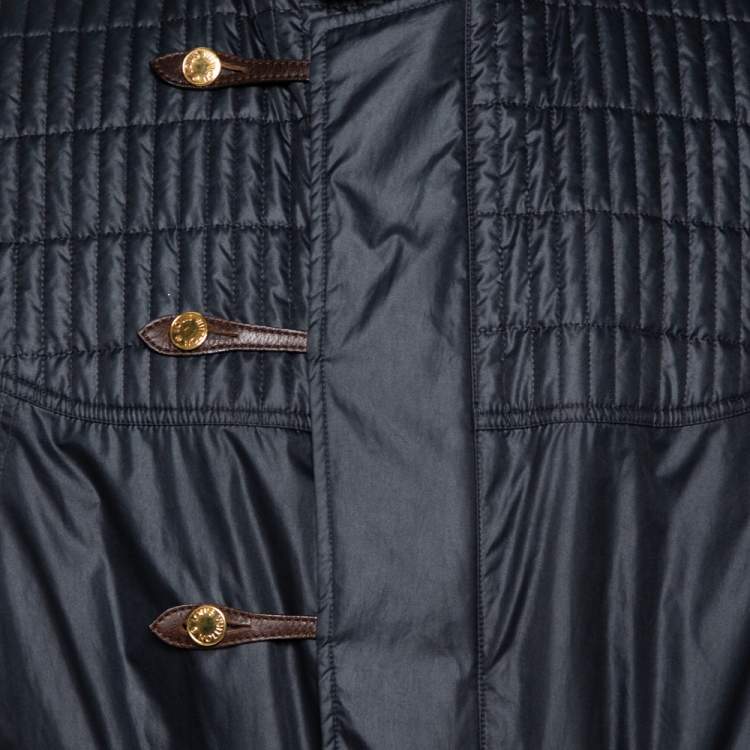 Pre Owned Louis Vuitton Dark Navy Quilt Detail Detachable Hooded Parka XXL