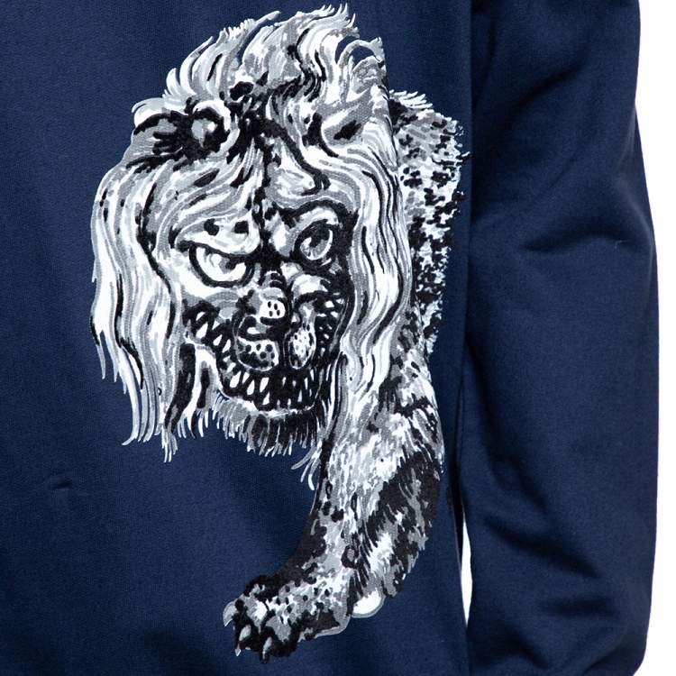 Pre Owned Louis Vuitton x Chapman Brothers Blue Lion Flock Print Sweatshirt L