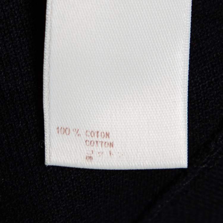 Pre Owned Louis Vuitton Black Cotton Pique Damier Detail Polo T-Shirt S