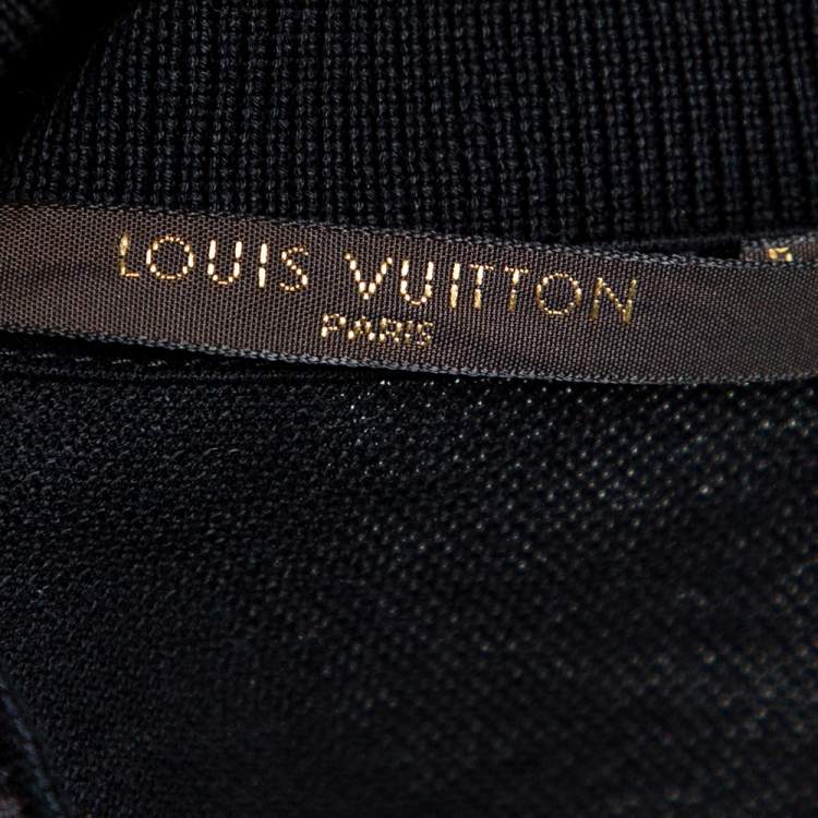 Pre Owned Louis Vuitton Black Cotton Pique Damier Detail Polo T-Shirt S