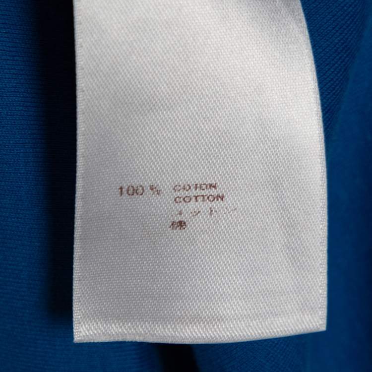Pre Owned Louis Vuitton Blue Cotton Damier Pocket Detail Polo T-Shirt S