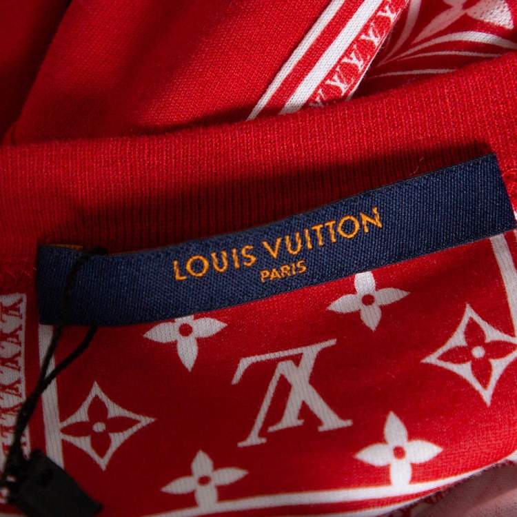 Pre Owned Louis Vuitton Red Cotton Playing Cards Print T-Shirt XXL