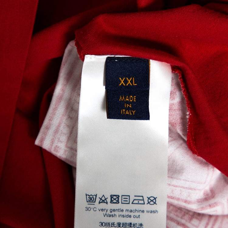 Pre Owned Louis Vuitton Red Cotton Playing Cards Print T-Shirt XXL