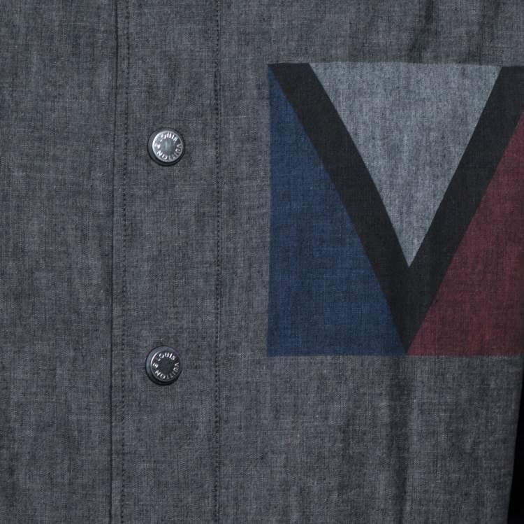 Pre Owned Louis Vuitton Black Denim Varsity Knit Jacket XL