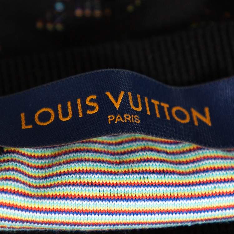 Pre Owned Louis Vuitton Black Knit Drop Needle Monogram Crewneck Sweatshirt XL