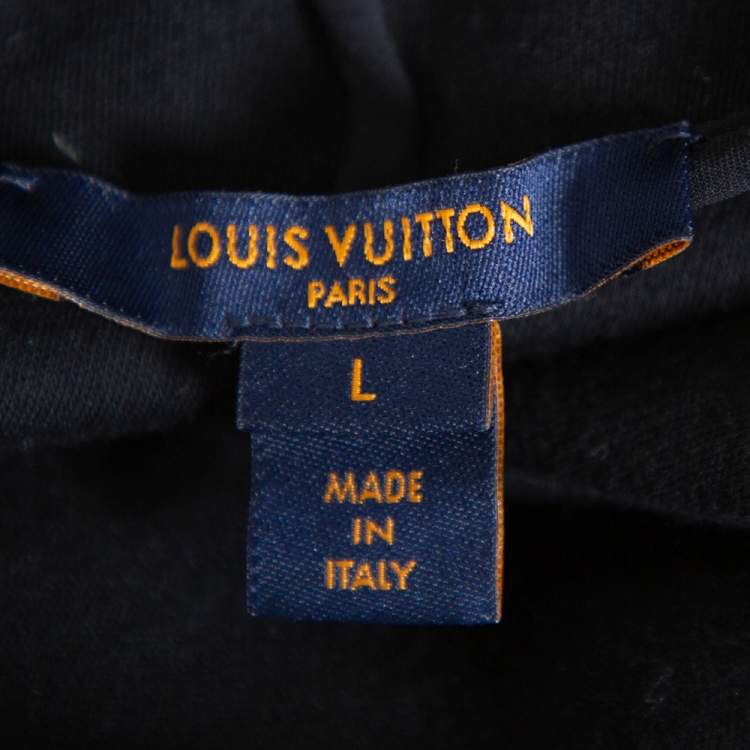 Pre Owned Louis Vuitton Black Sequin Embellished Applique Detail Knit Hoodie L