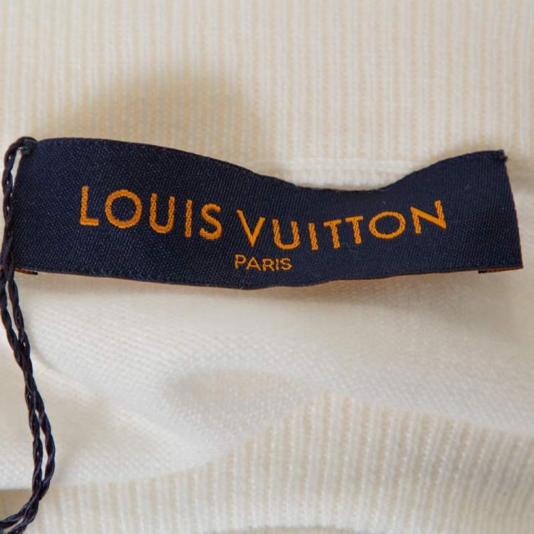 Pre Owned Louis Vuitton Cream Cashmere Plain Rainbow Crewneck T-Shirt L