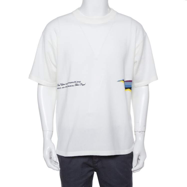 Louis Vuitton Cream Cashmere Plain Rainbow Crewneck T-Shirt L