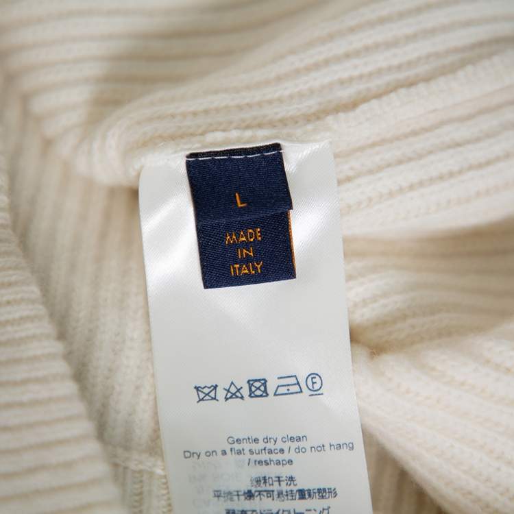 Pre Owned Louis Vuitton Cream Wool & Cashmere Half Zip Turtleneck Sweater L