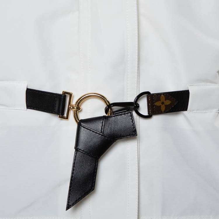Pre Owned Louis Vuitton White Synthetic & Cotton Short Hooded Parka S