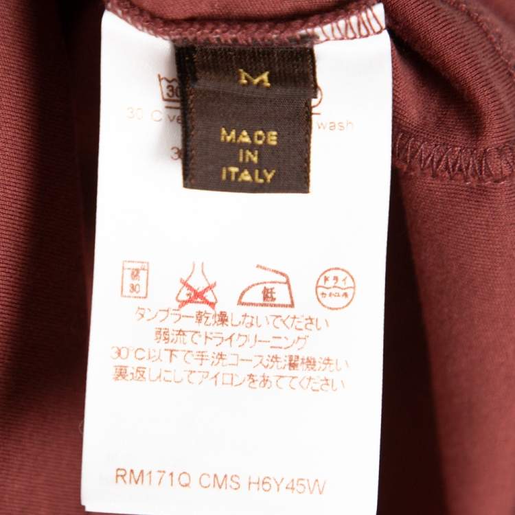 Pre Owned Louis Vuitton Brown Cotton Damier Pocket Detail Crewneck T-Shirt M
