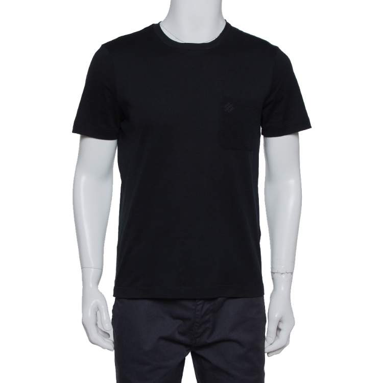 Louis Vuitton Black Cotton Damier Pocket Detail Crewneck T-Shirt S