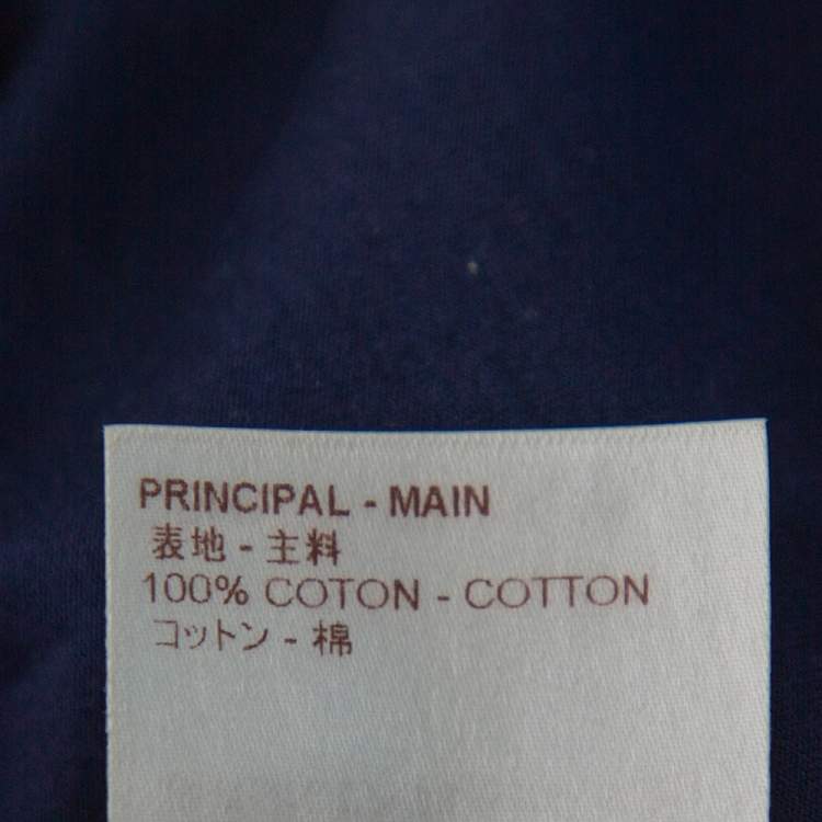 Pre Owned Louis Vuitton Navy Blue Cotton Applique Detail Crewneck T-Shirt S