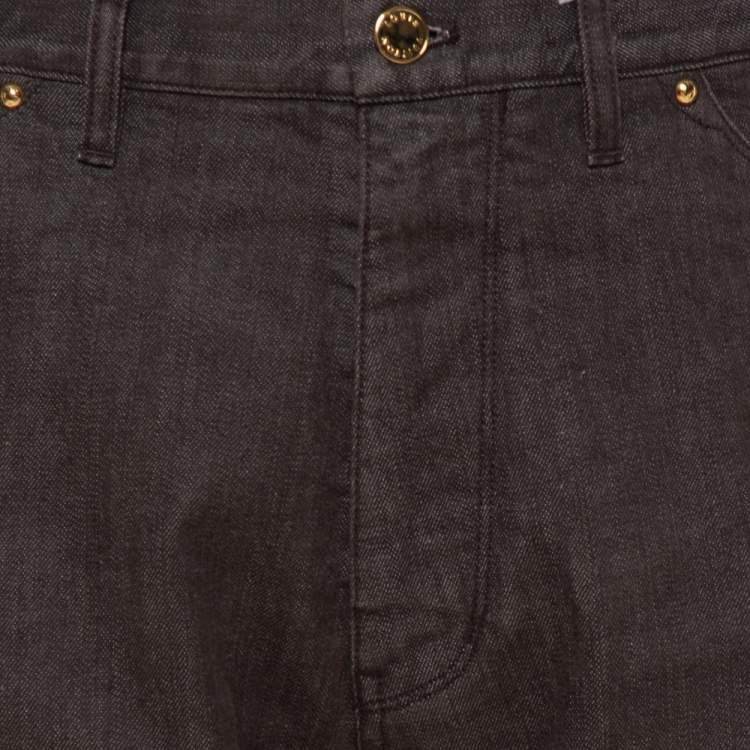 Pre Owned Louis Vuitton Brown Denim Tapered Leg Jeans XL