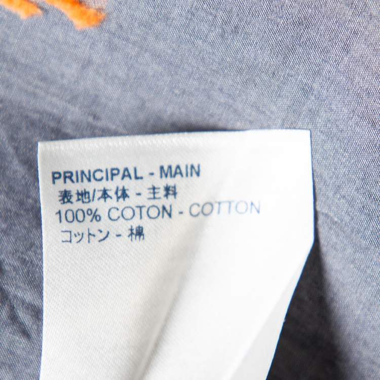Pre Owned Louis Vuitton Grey Cotton Fil Coupé Detail DNA Collared Shirt M