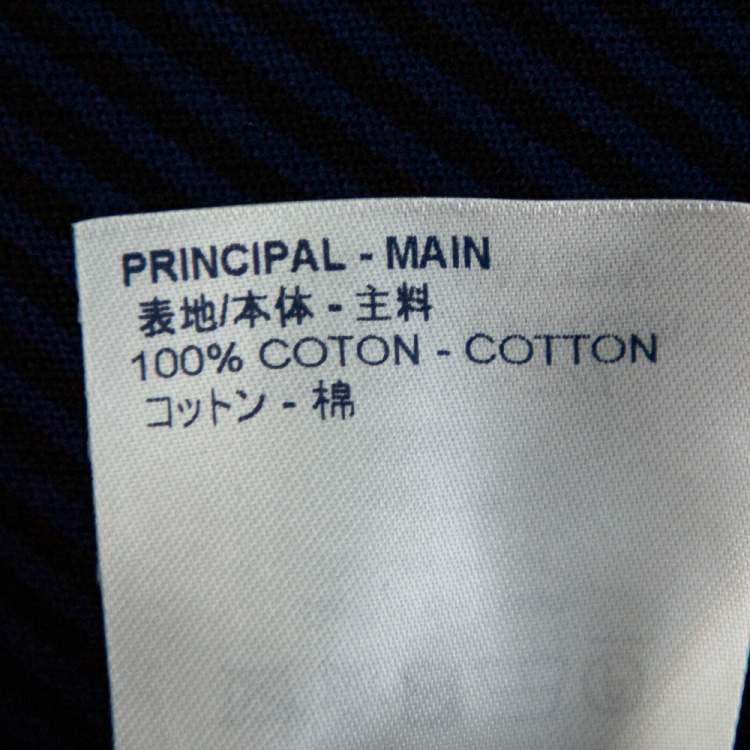 Pre Owned Louis Vuitton Blue and Black Horizontal Striped Cotton Pique Polo T-Shirt M
