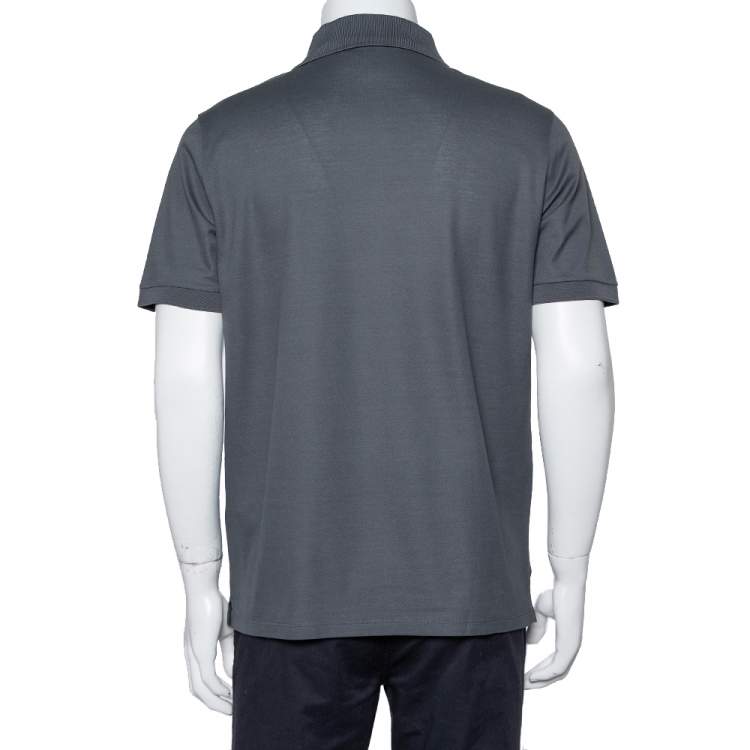 Pre Owned Louis Vuitton Grey Cotton Pique Polo T-Shirt L