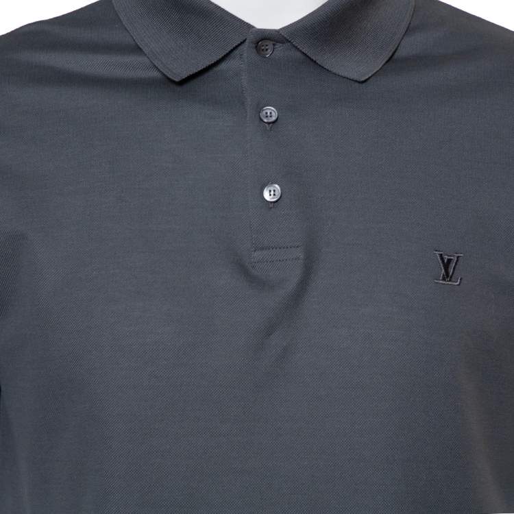 Pre Owned Louis Vuitton Grey Cotton Pique Polo T-Shirt L