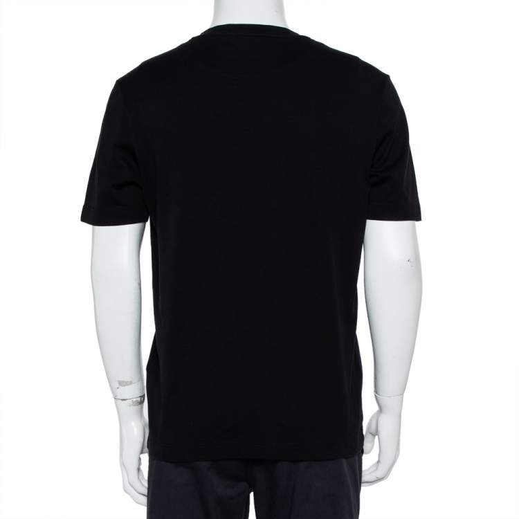 Pre Owned Louis Vuitton Black Cotton Damier Pocket Crewneck T-Shirt L