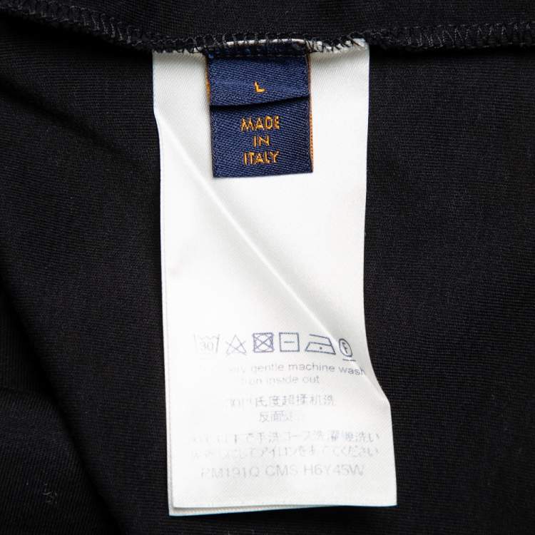 Pre Owned Louis Vuitton Black Cotton Damier Pocket Crewneck T-Shirt L