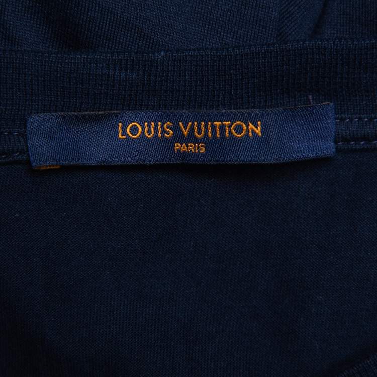 Pre Owned Louis Vuitton Navy Blue Cotton Classic Crewneck T-Shirt L