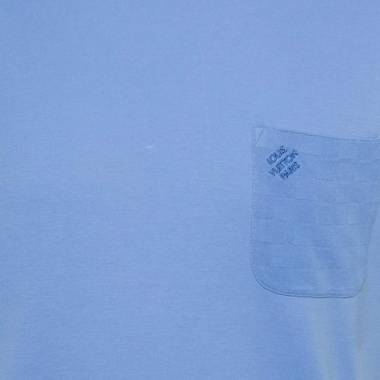 Pre Owned Louis Vuitton Lavender Cotton Damier Pocket Crewneck T-Shirt L